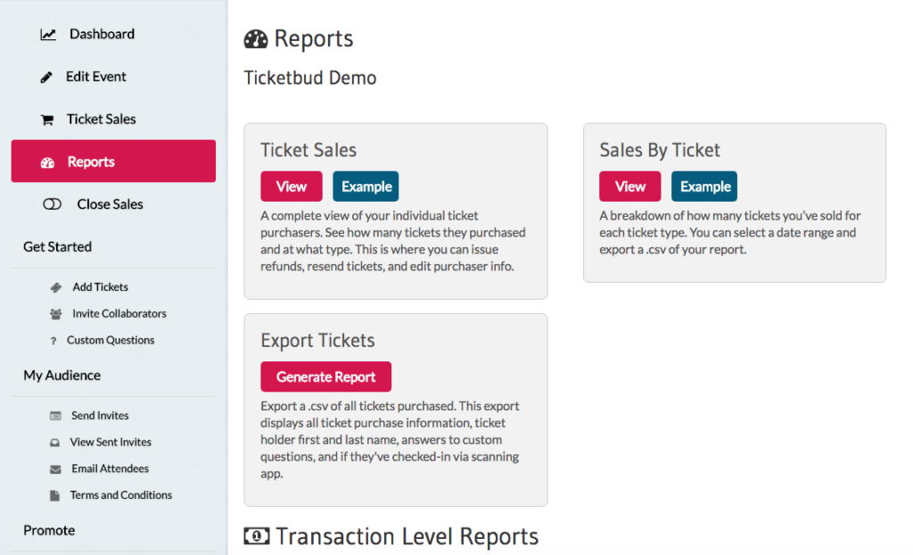 Ticketbud's reports dashboard assists with event evaluations