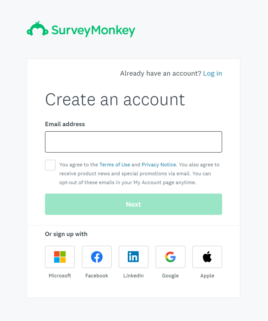 how to create a survey monkey account