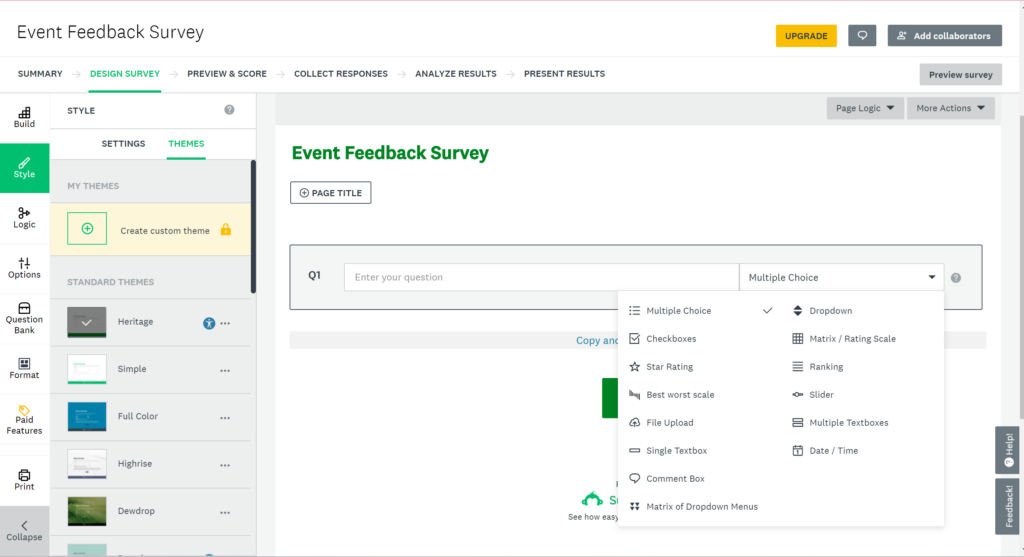 building an event feedback survey